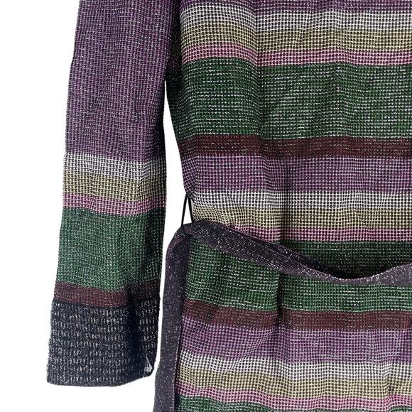 Missoni Metallic Striped Cardigan Color Block Belt Tie Size 6 - Picture 7 of 9